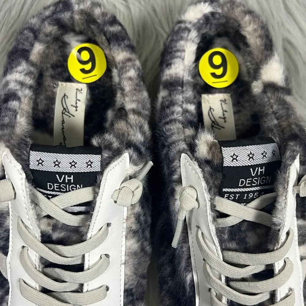 NWT Vintage Havana Gray and White Furry Slip-On Sneakers